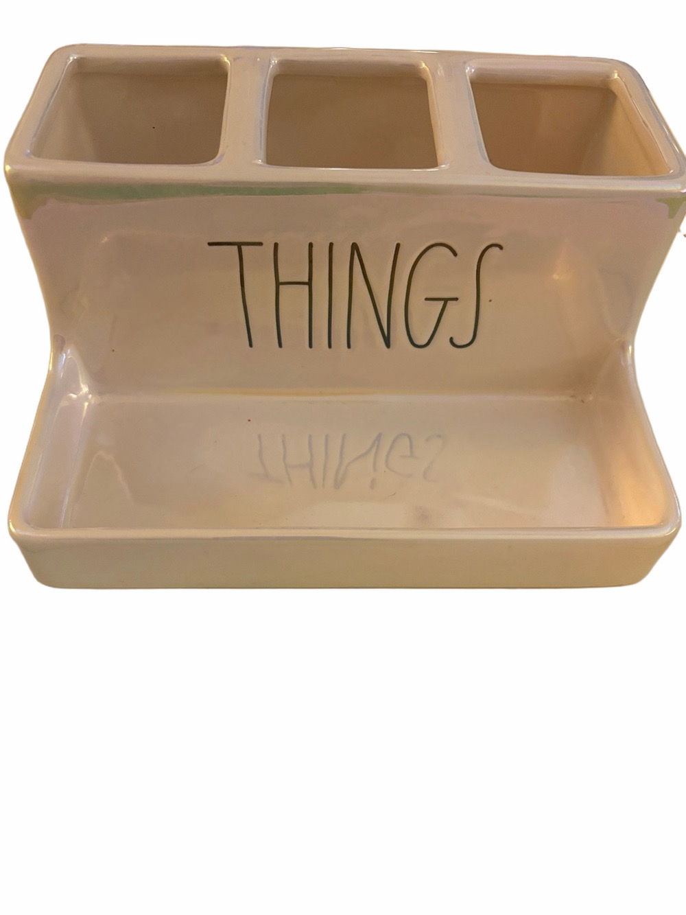 Rae Dunn HTF Retired THINGS ceramic Caddy with iridescent finish by Magenta.